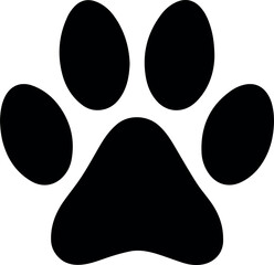 Wall Mural - simple black and white dog paw print graphic design illustration pet icon cute foot logo image puppy