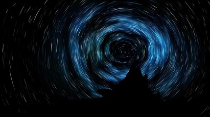 Wall Mural - Whirlwind of stars over the mountain