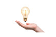 © Putt_Sanplee - Illuminating Idea: Human hand presenting an incandescent bulb emitting bright light of inspiration.