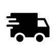 © Prasa-gg - Delivery truck vector icon black minimal vehicle in fast shipping motion