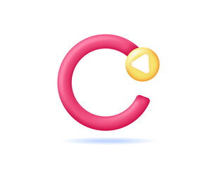 concept of rotation, rotating, refreshing, repeating, replaying, reloading. looping, auto, and synchronization. illustration of an arrow rotating or circling. symbol or icon. minimalist 3d style