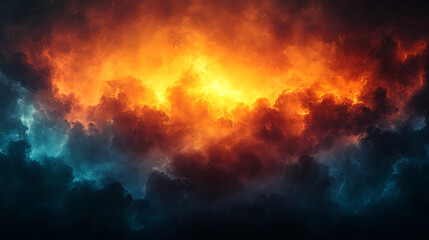 Wall Mural - dramatic sky texture with orange fire and blue hues for graphic design elements and backgrounds