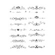 © DesignMosaic - Set of Black Hand Drawn Rustic Doodle Design Elements. Decorative Floral Swirls, Scrolls, Text Frames, Dividers. Vintage Vector Illustration.
