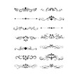 © DesignMosaic - Set of Black Hand Drawn Rustic Doodle Design Elements. Decorative Floral Swirls, Scrolls, Text Frames, Dividers. Vintage Vector Illustration.