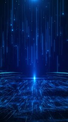 Wall Mural - cyber big data flow particles 3d quantum computer server background. 3d blockchain blocks concept. d