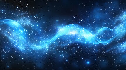 Wall Mural - elegant blue cosmic stream with glittering stars in deep space aesthetic abstract nebula background 