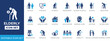 © Sujoy - Elderly solid icon set featuring senior care, support, mobility, health, lifestyle, and medical assistance symbols for apps, websites, and services.