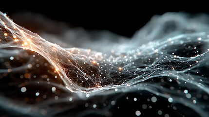 Fototapete - A mesmerizing abstract background of flowing lights and particles, creating a sense of depth and movement in a digital landscape.