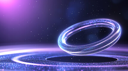 Leinwandbilder - A mesmerizing digital art piece displaying a glowing translucent ring with cosmic elements and vibrant colors in a mystical space.