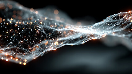 Poster - A stunning abstract representation of light and particles flowing in waves, showcasing the beauty of digital art and innovation.