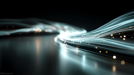 Aufkleber - Abstract light trails creating a dynamic and modern visual effect, perfect for tech-related themes and digital backgrounds.