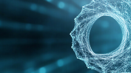 Poster - Abstract representation of a networked structure with glowing particles, symbolizing technology and innovation.