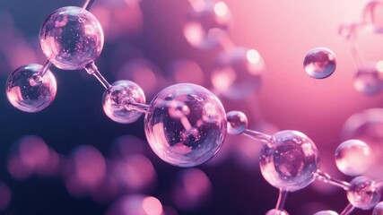 Wall Mural - colorful abstract representation of molecular structure with glowing spheres and bokeh background 4k