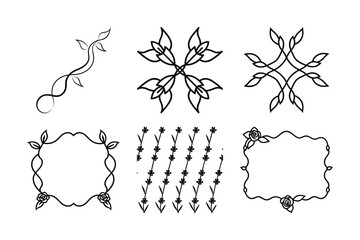 Wall Mural - Set of vector vintage floral decorative design elements, frames, borders, and swirls