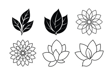 Wall Mural - A seamless vector pattern illustrating a set of leaves and blossoms, perfect for floral nature designs