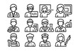 © Lena - Outline icons of various professions on dark background