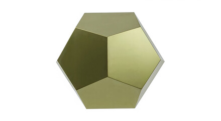 Poster - Green polyhedron rotating in empty white space showing different faces