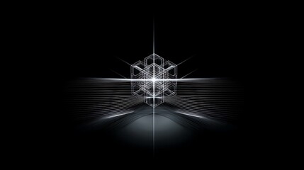 Illuminated geometric structure in a dark background