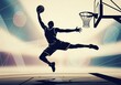 © Tida - Elegant Silhouette of Basketball Layup - Dynamic action, athletic form, basketball game, court silhouette, graceful movement