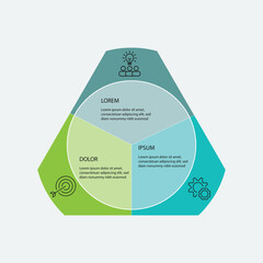 Poster - 3 step infographic template. Business information graphic with icons. Label presentation with 3 option.