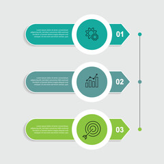 Poster - 3 step infographic template. Business information graphic with icons. Label presentation with 3 option.