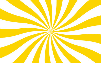 Poster - Abstract high-energy radial burst design with bright yellow and white wavy stripes. Symmetrical curved segments, a hypnotic, sunburst optical illusion. Swirling motion dynamic vintage pop-art.