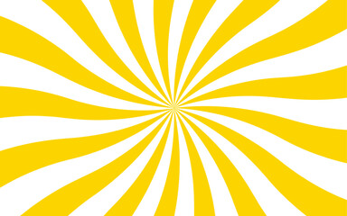 Poster - Abstract high-energy radial burst design with bright yellow and white wavy stripes. Symmetrical curved segments, a hypnotic, sunburst optical illusion. Swirling motion dynamic vintage pop-art.