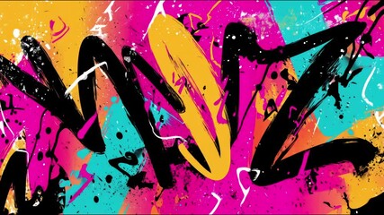 Abstract of Vibrant street art with bold graffiti strokes and colorful paint splatters background