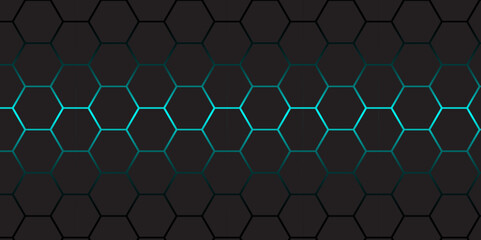 Wall Mural - abstract futuristic green neon hexagon tech grid vector gaming background.