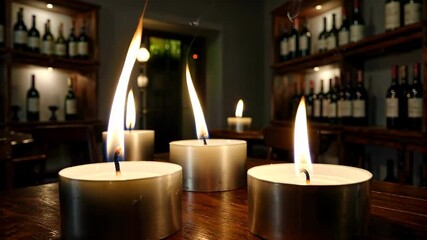 Wall Mural - candles are lit on a table in a wine bar
