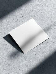 Aufkleber - Blank White Card on Concrete Surface with Shadow, Ideal for Mockups and Business Communication, Representing Minimalism and Modern Marketing : Generative AI