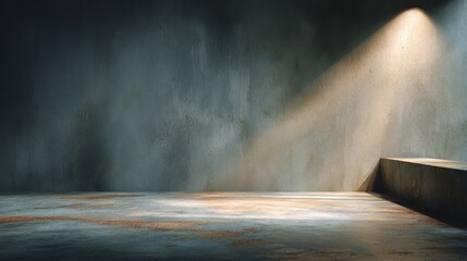 Aufkleber - Spotlight on Concrete Wall and Floor, Representing Industrial Design and Architectural Renovation, Perfect for Product Mockups and Creative Presentation : Generative AI
