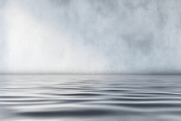 Poster - Minimalist Concrete Wall and Water Horizon, Suggesting Serenity and Calmness for Meditation and Mindfulness Practices : Generative AI