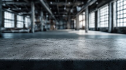 Aufkleber - Concrete Surface in Empty Warehouse Interior, Ideal for Product Placement and Industrial Design Mockups, Representing Space and Opportunity : Generative AI