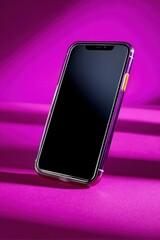 Aufkleber - Sleek Smartphone on Magenta Background, Showcasing Mobile Technology and Modern Communication Solutions for Digital Marketing Campaigns : Generative AI
