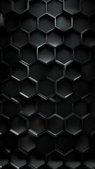 Dark and sophisticated background featuring a three dimensional geometric honeycomb design with textured hexagonal cells.
