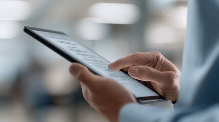 Aufkleber - Man's Hands Using Tablet for Digital Document Signing, Showcasing Remote Work and Modern Technology in Business Contracts : Generative AI