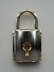 Leinwandbilder - Shiny Silver Padlock With Golden Accents, Symbolizing Security and Protection for Business and Personal Finance : Generative AI