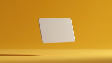 Poster - Floating White Card on Yellow Background, Symbolizing Innovation and Digital Transformation for Modern Business Communication and Technology Solutions : Generative AI
