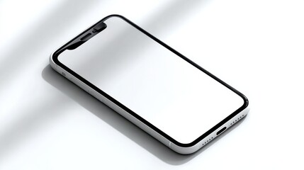 Aufkleber - Smartphone With Blank White Screen on White Surface, Ideal for Mobile App Mockups and Technology Presentations, Showing Modern Connectivity : Generative AI