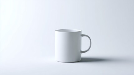 Poster - Plain White Mug on White Background, Ideal for Mockups and Product Presentation in E-Commerce : Generative AI
