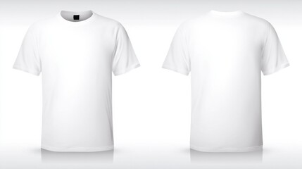 Aufkleber - Two White T-Shirts Front and Back on White Background, Ideal for Fashion Mockups and Apparel Branding Projects : Generative AI