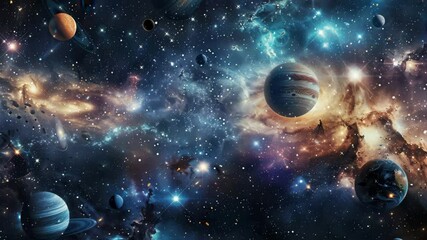 Aufkleber - Spectacular view of a cosmic nebula with distant stars, planets, and galaxies in high resolution showcasing the beauty of outer space