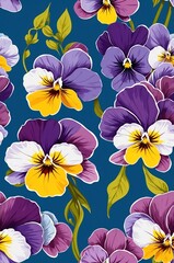 Wall Mural - Violas on blue background cartoonish seamless pattern
