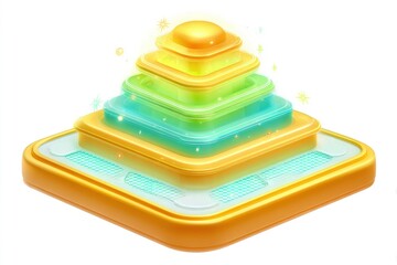 Wall Mural - colorful layered pyramid with glowing elements in vibrant tones showcasing a modern digital design