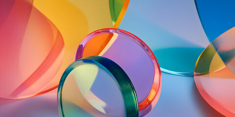 Wall Mural - A colorful array of glass spheres with a blue background