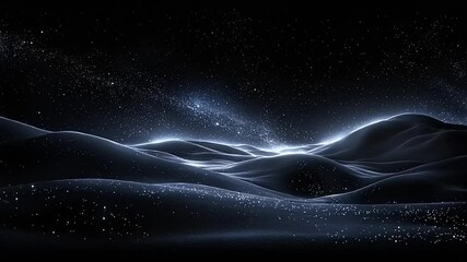 Wall Mural - Night landscape with hills and starry sky