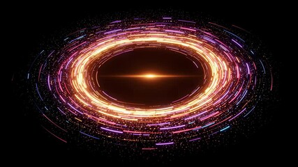 Wall Mural - abstract cyber tunnel with moving particles and luminous lens flare. digital data flow background fo