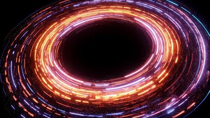 Wall Mural - cosmic bright light streaks moving in a circular motion on a black background. abstract digital data
