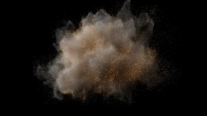 Wall Mural - golden particles and wisps of smoke mix and swirl against a dark background, creating an abstract an